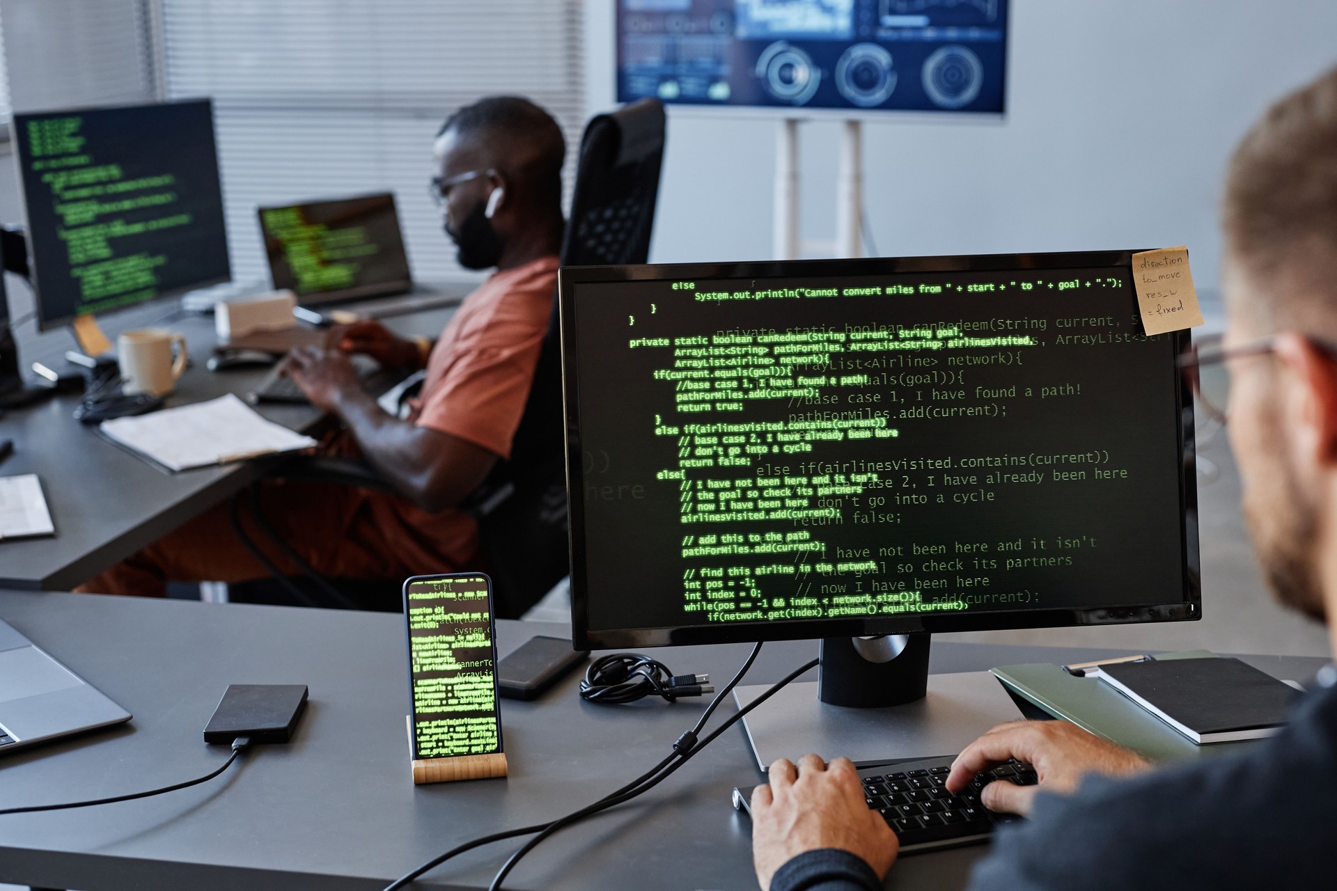Green Code Lines On Computer Screen